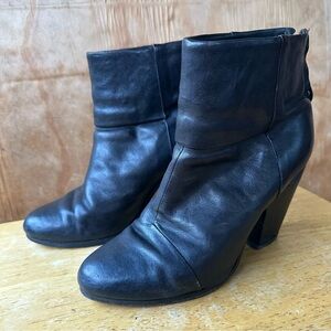 Rag & Bone Newbury Black Leather Ankle Zip Booties